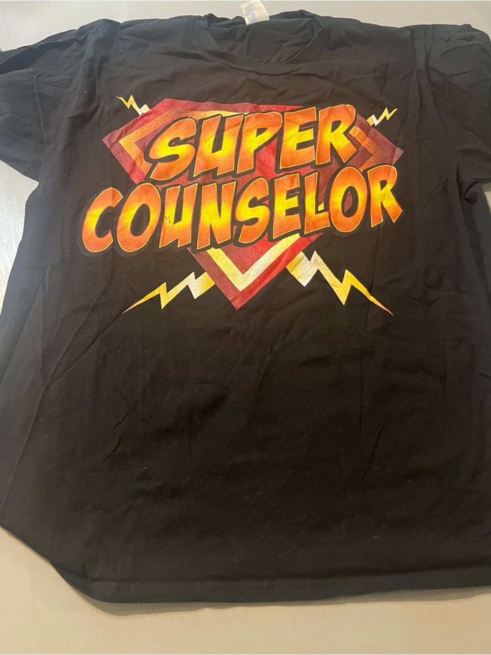 Super Counselor Graphic T-Shirt | Port & Company Black Size Large